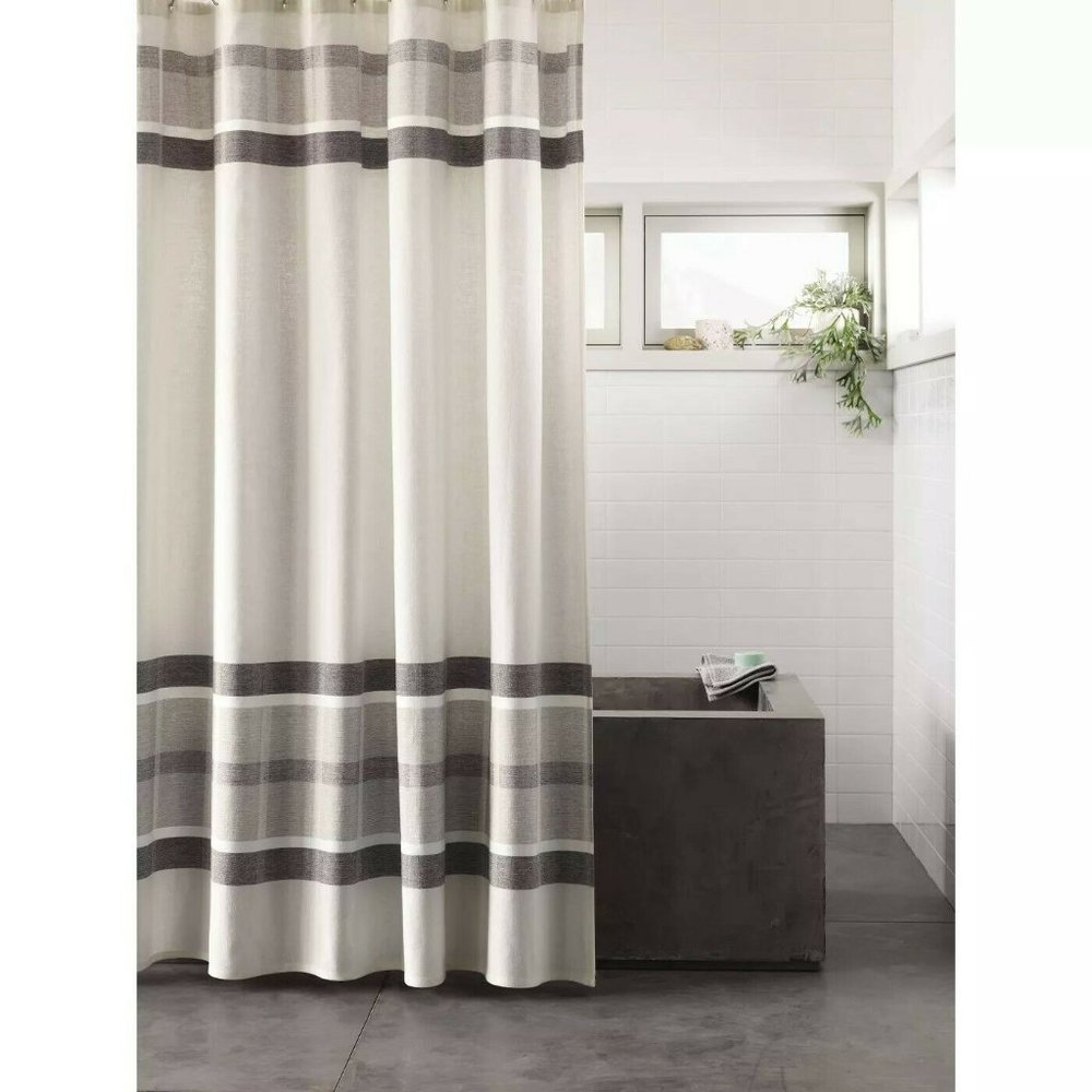 Engineered Plaid Shower Curtain White 72 x 72 In